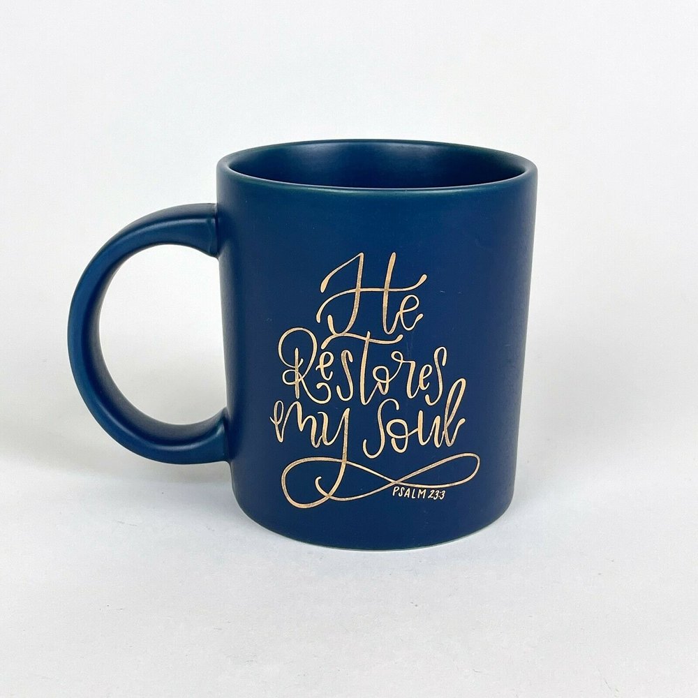 Daystar He Restores My Soul Psalm 23:3 Christian Church Coffee Mug Cup 12 fl. oz